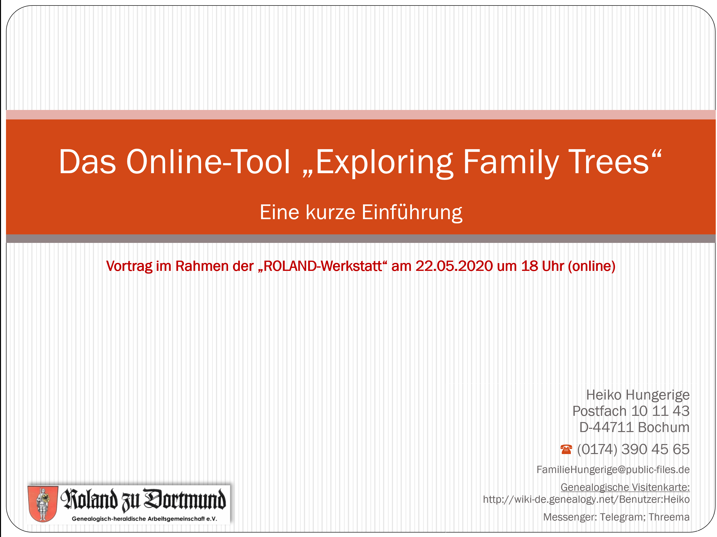 Hungerige (2020), Das Online-Tool 'Exploring Family Trees'