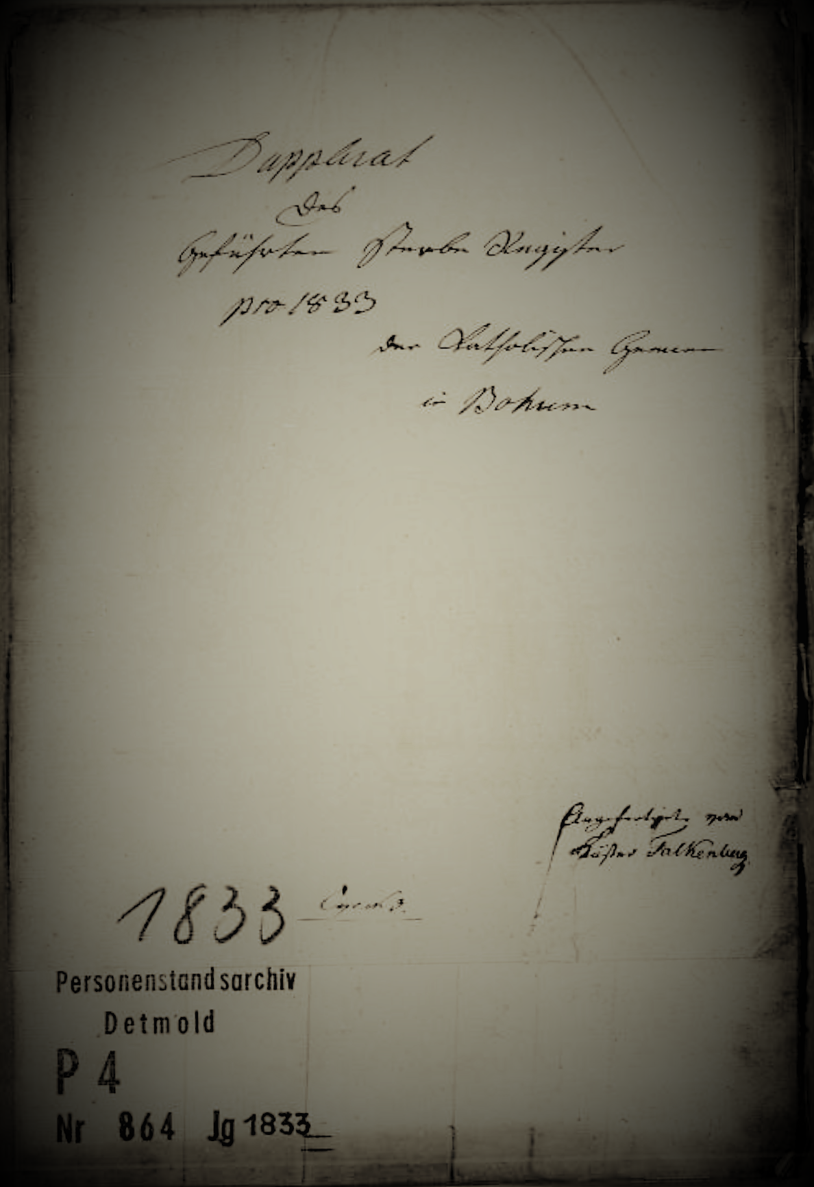 Hungerige (2018), KBD Bochum 1815-1835 Index der Dokumente