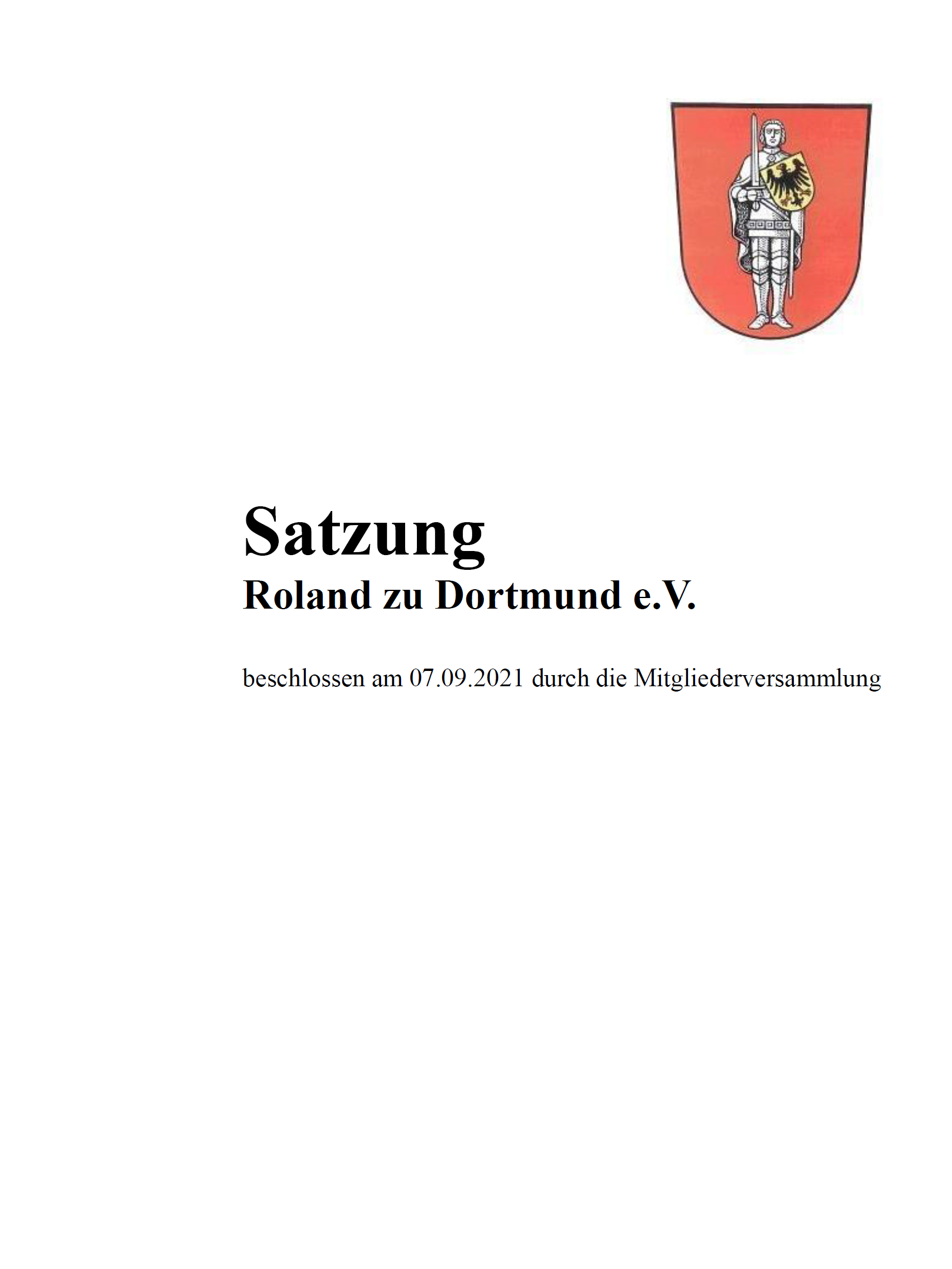 RzD (2021), Satzung des Roland zu Dortmund
