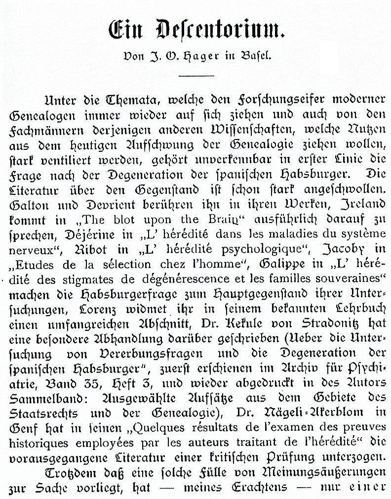 Hager (1912), Ein Descentorium