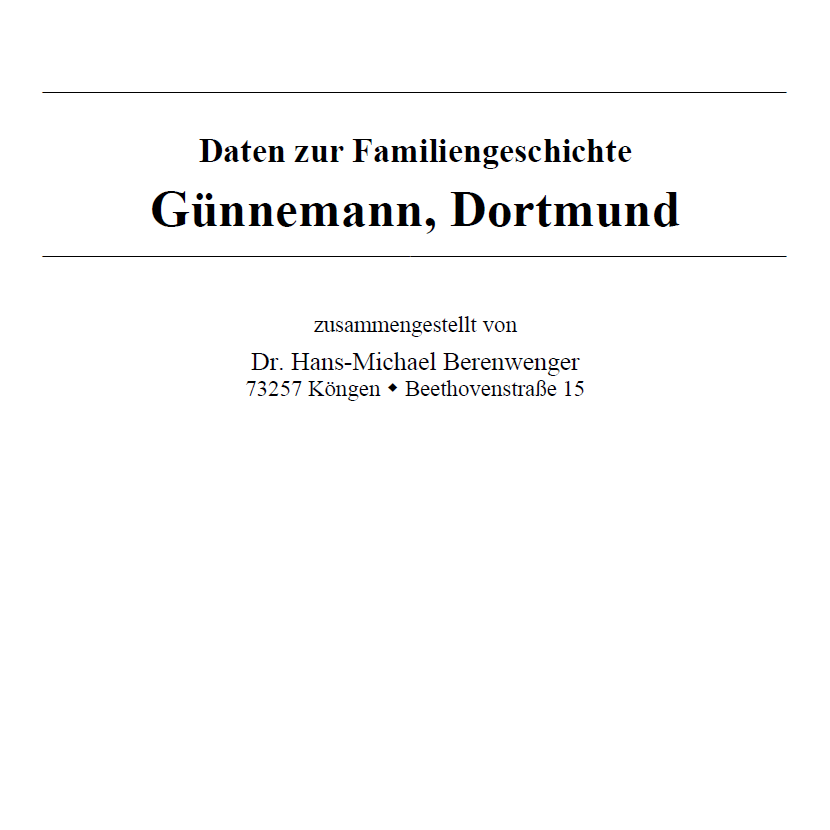 Berenwenger (2022), Familiengeschichte Günnemann, Dortmund