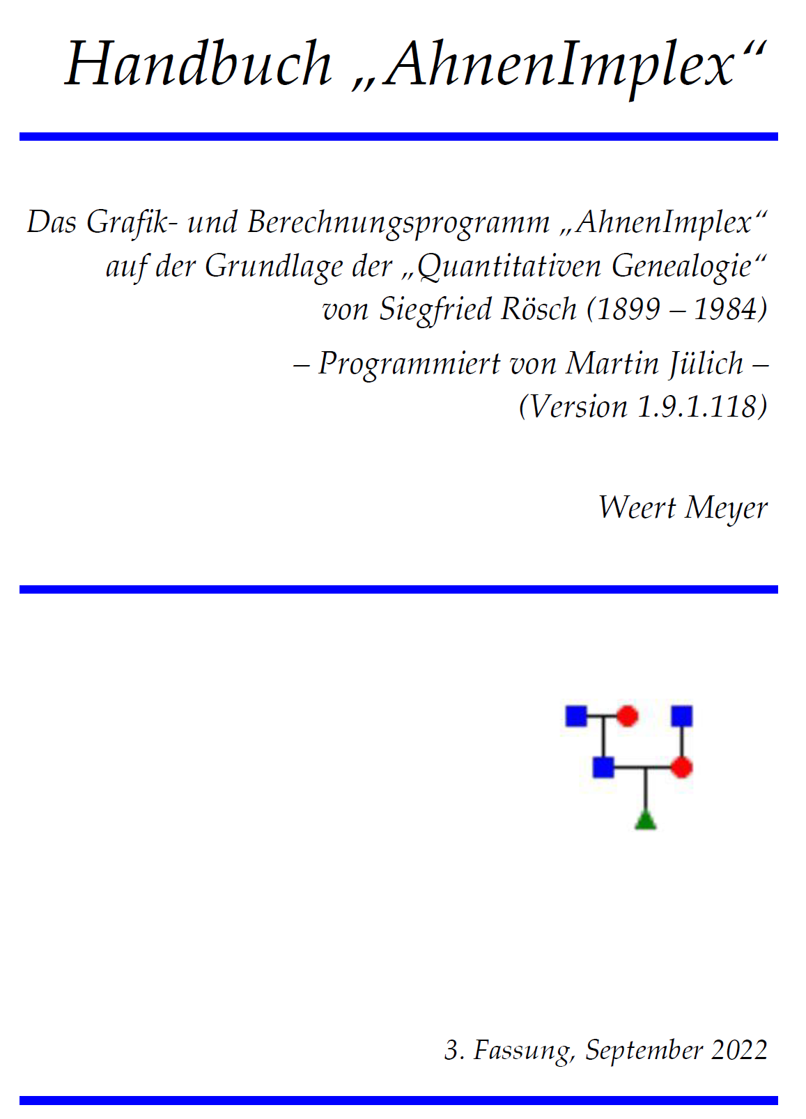 AhnenImplex - Handbuch von Weert Meyer zum Berechnungs- und Grafikprogramm