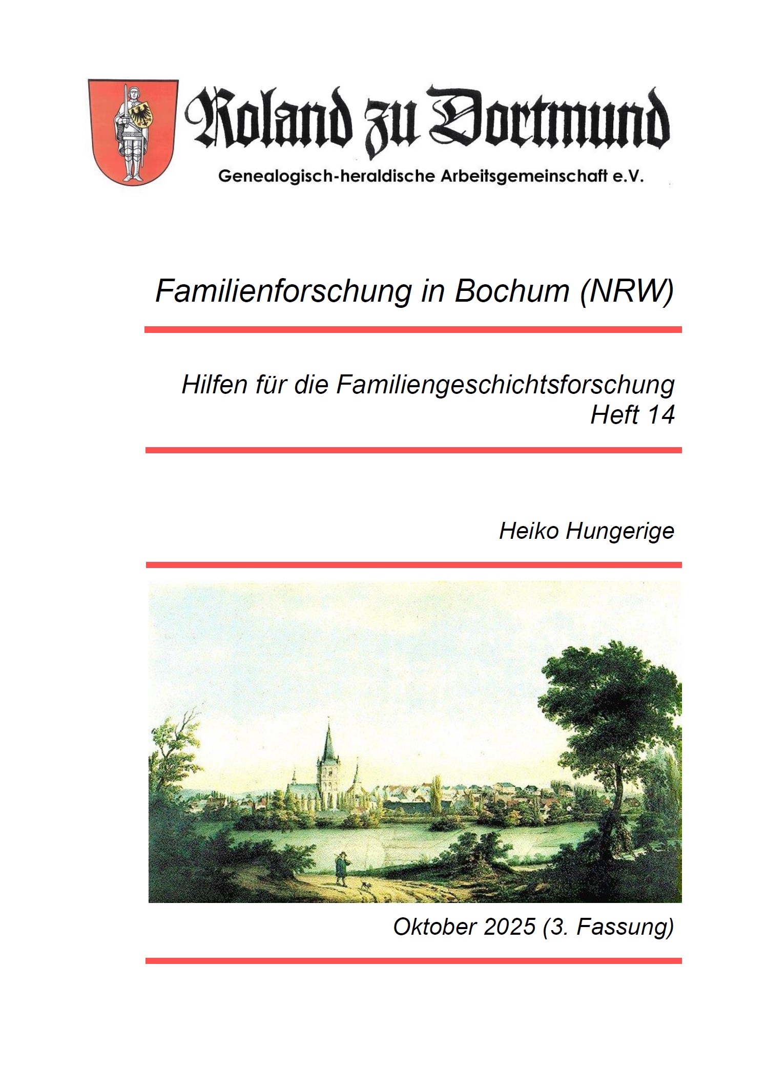 RzD-Forschungshilfen Heft 14 - Familienforschung in Bochum RzD-Forschungshilfen Heft 14 - Familienforschung in Bochum