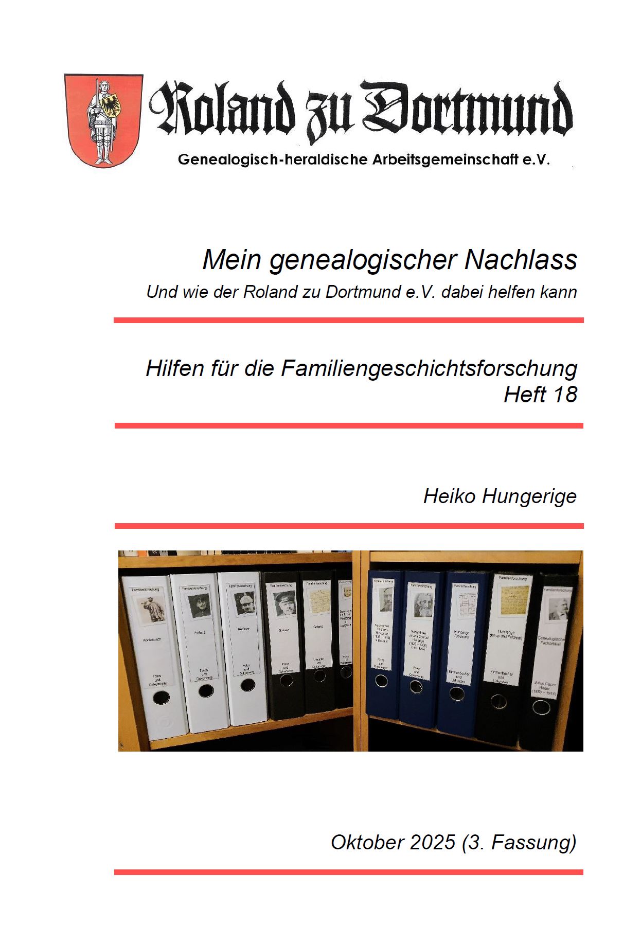 RzD-Forschungshilfen Heft 18 - Mein genealogischer Nachlass