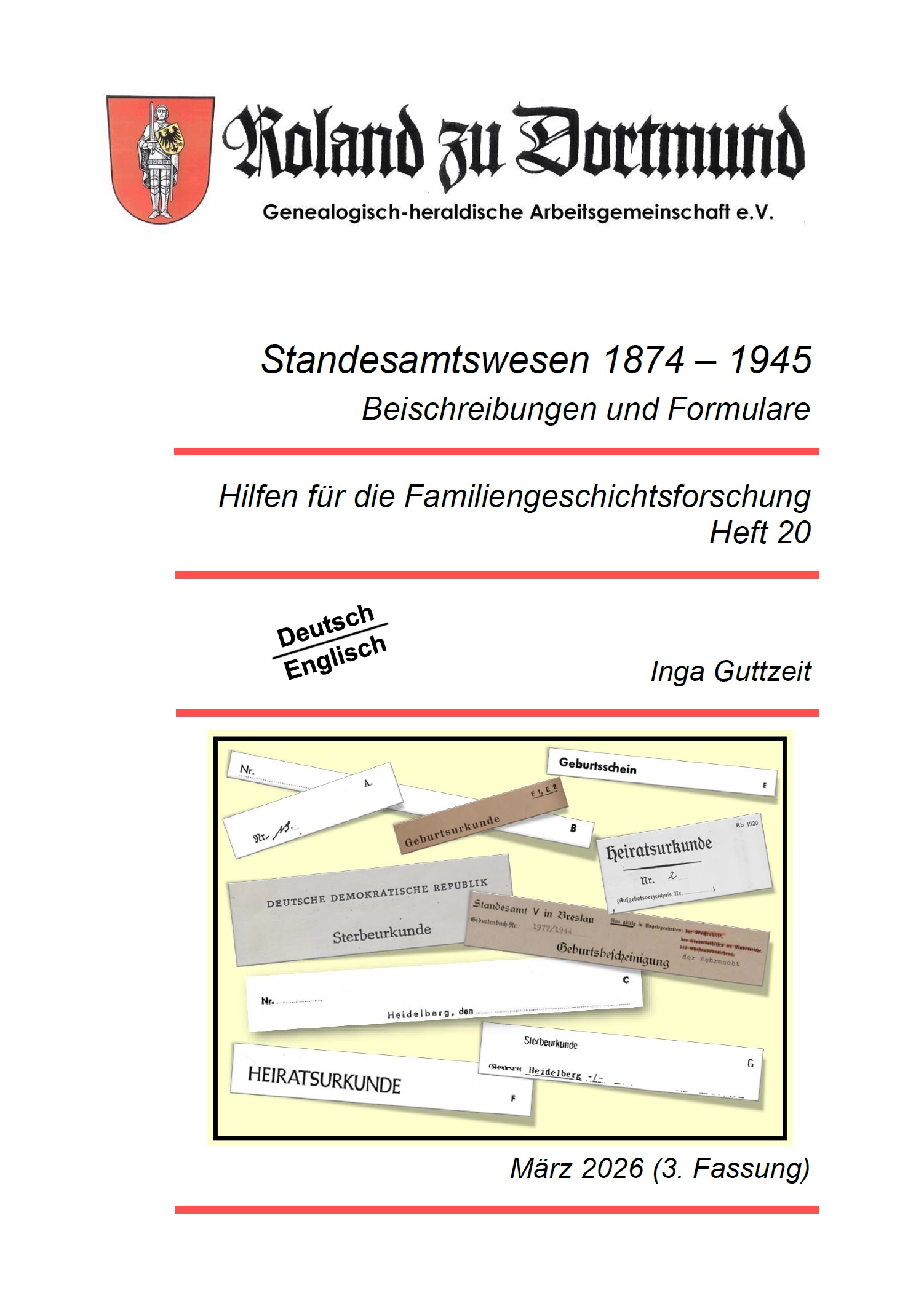 RzD-Forschungshilfen Heft 20 - Standesamtswesen 1874 - 1945, 3. Fassung