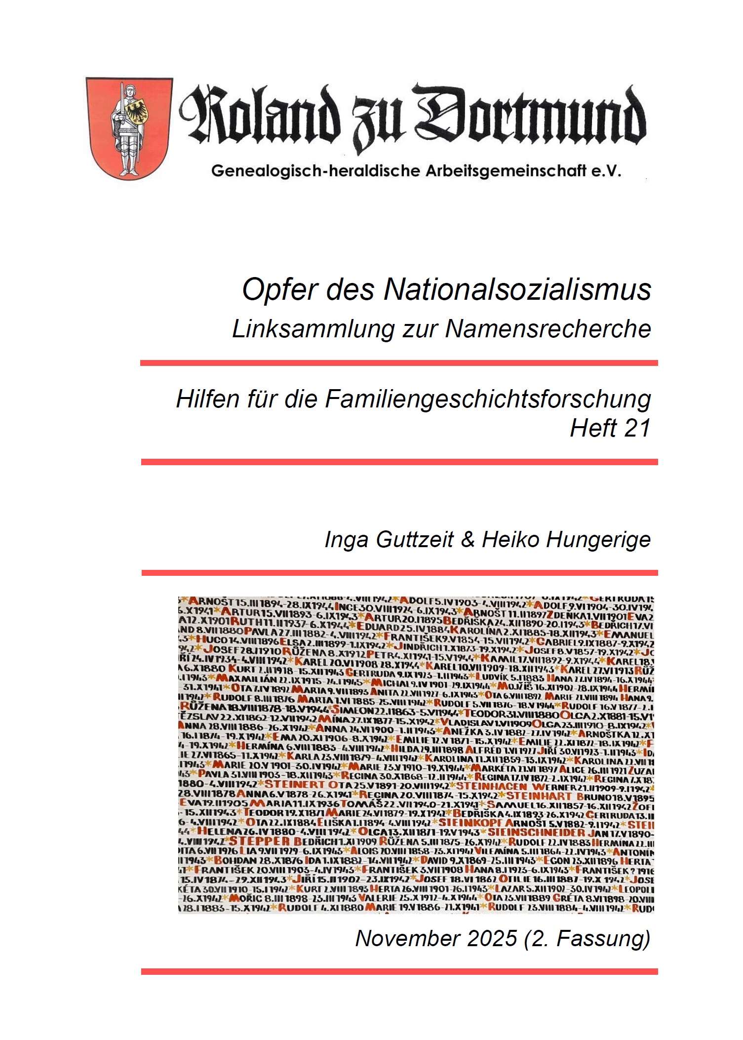 RzD-Forschungshilfen Heft 21 - Opfer des Nationalsozialismus - Linksammlung zur Namensrecherche