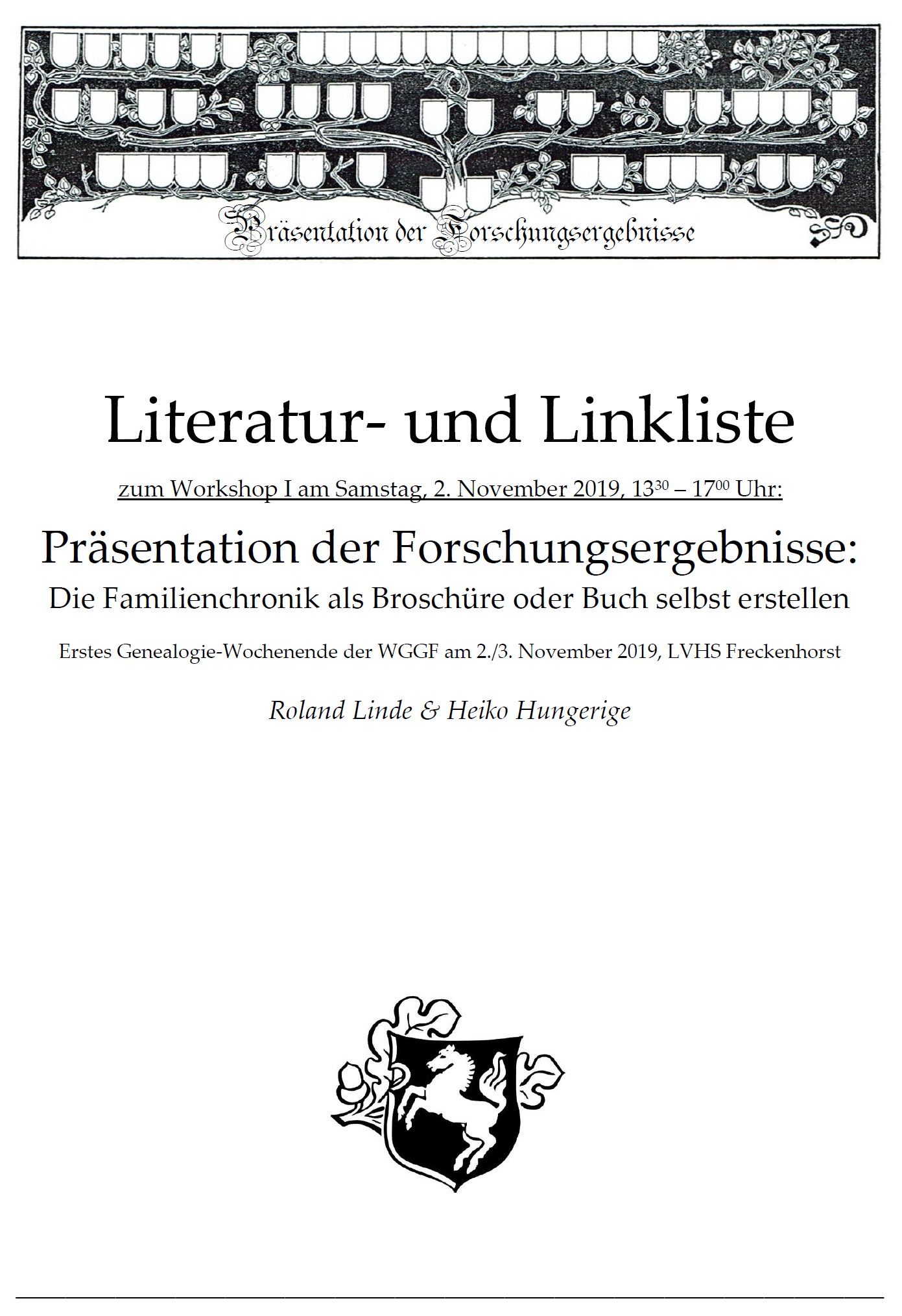Linde & Hungerige (2019), Literatur- und Linkliste zum Thema 'Die Familienchronik als Broschüre oder Buch selbst erstellen'